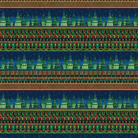 [16275B-99] Christmas Spirit Stripe, David Galchutt, Benartex Fabrics