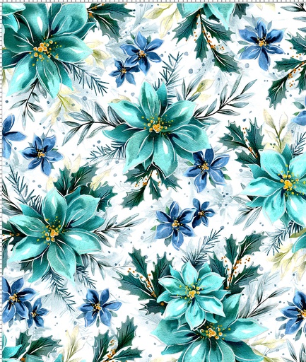 [59-5291,Oasis] Poinsettia Floral Fabric, Noel 2022, Oasis Fabrics, 59-5291
