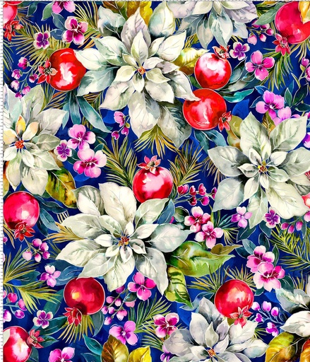 [595271] Poinsettia Floral Fabric, Noel 2022, Oasis Fabrics, 59-5271