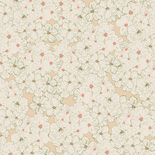 [FLF85903] Whtie Flowers, Flower Seeds, Maureen Cracknell, Art Gallery Fabrics