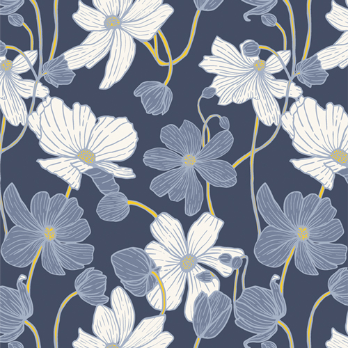 [FRE32300] Blooming Flowers, Moonshine Floral, Art Gallery Fabrics, Katie O'Shea