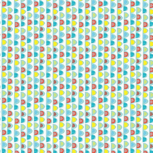 [16349-85] Teal Scalloped Stripe, Garden Cats, Terry Runyan, Benartex Fabrics