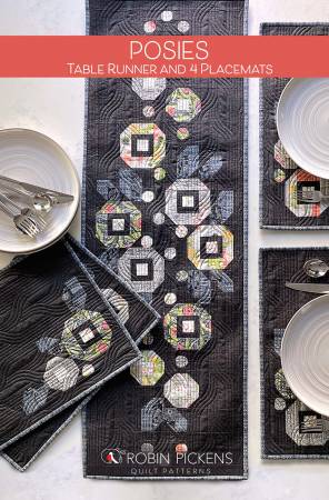 [RPQP-PTRPM154] Posies Table Runner and 4 Placemats, Robin Pickens